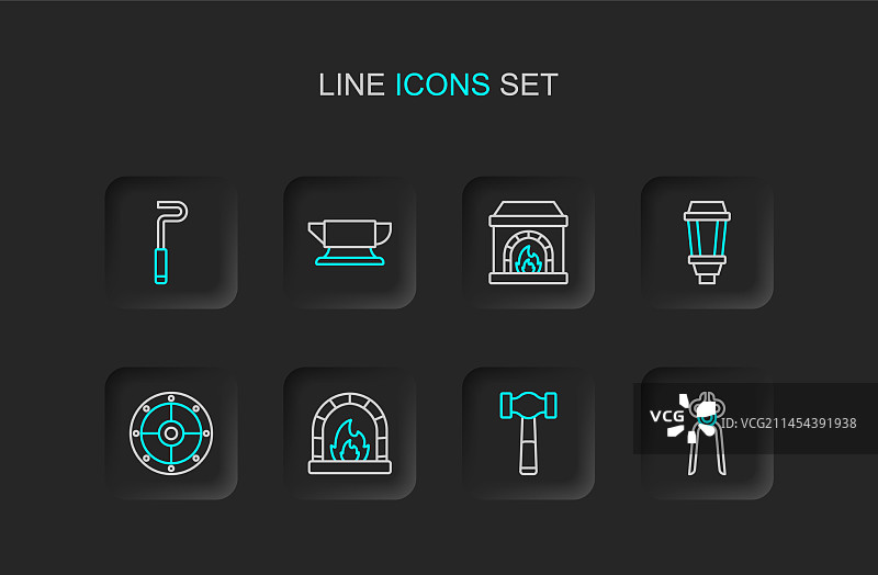 铁匠钳子工具锤子烤箱圆形合集图片素材