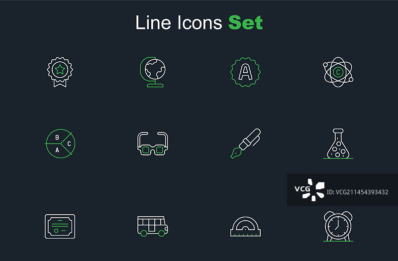 闹钟量角器网格校车icon合集图片素材