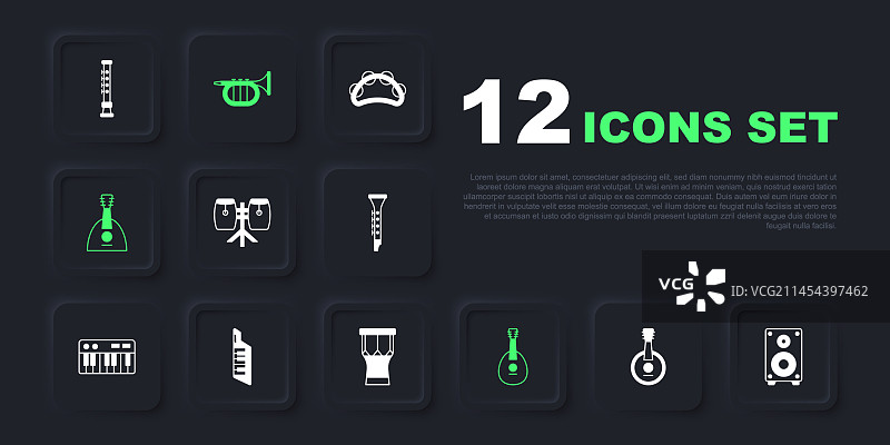 班卓琴、音响、康茄鼓和曼陀林套装图片素材