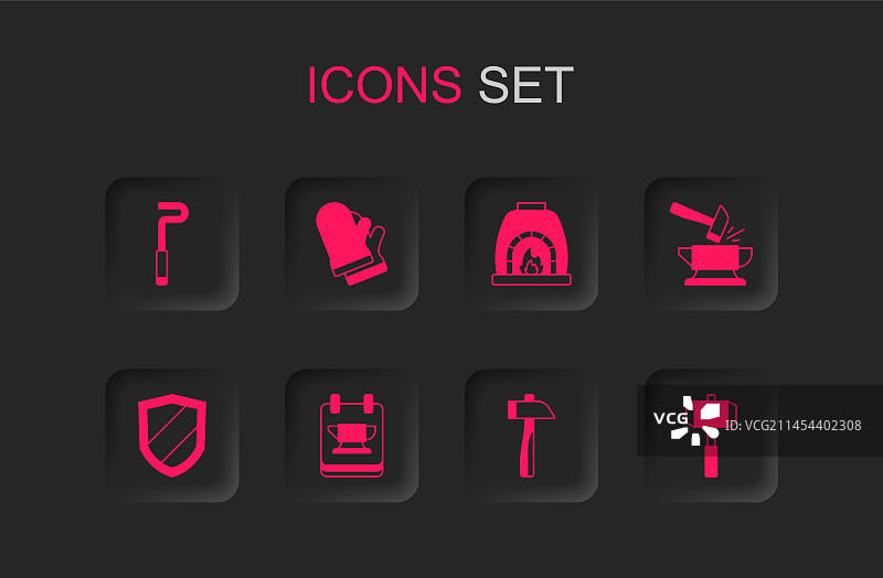 铁匠砧工具防护手套火焰图片素材