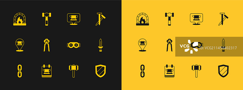 金属钉子、铁匠铁砧工具、焊接图片素材