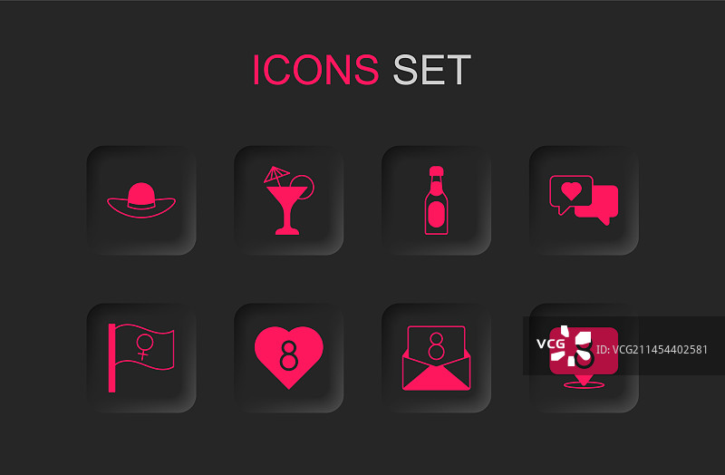 3月8日优雅马提尼酒杯爱心套装图片素材