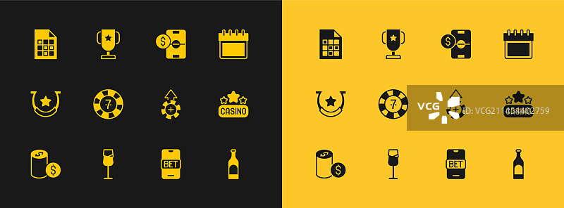 红酒杯赌场筹码在线日历套装图片素材