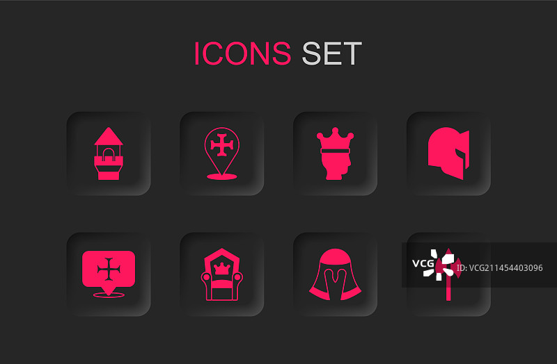 中世纪王座十字军城堡塔头盔集合图片素材