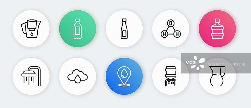 水滴定位大瓶子线条集合图片素材