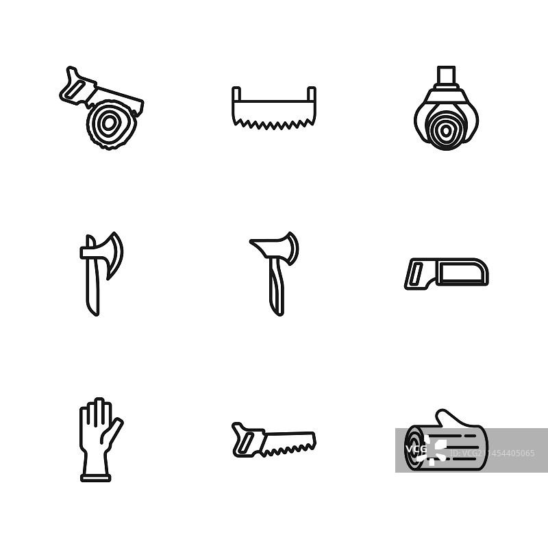 手锯、钢锯、木头、斧头和抓钩图片素材