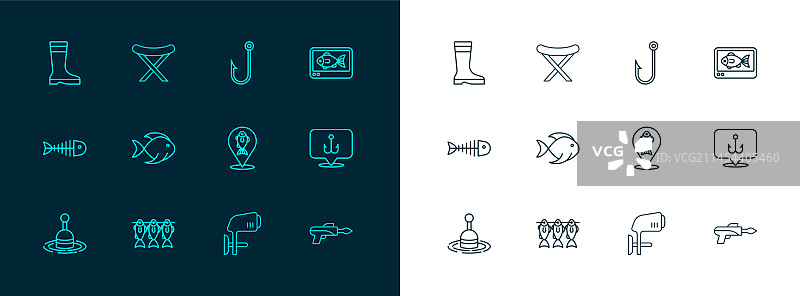 探鱼器、回声探测器和鱼干图片素材