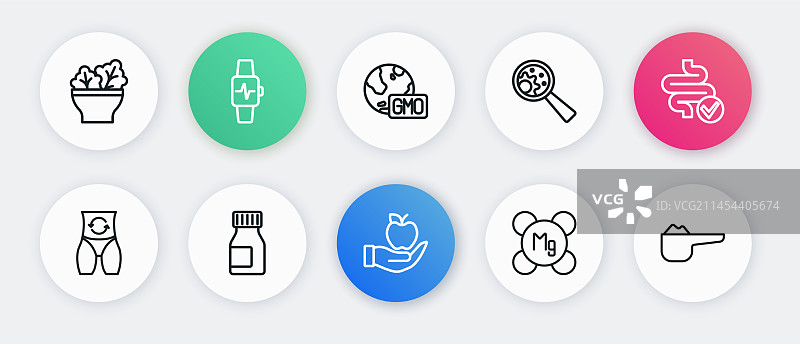 苹果、肠道、新陈代谢、镁元素一套图片素材