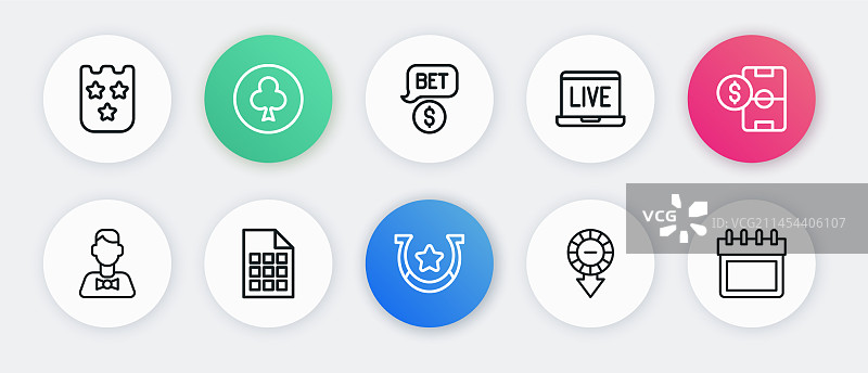 线条组合：马蹄铁、橄榄球、博彩、金钱、赌场图片素材