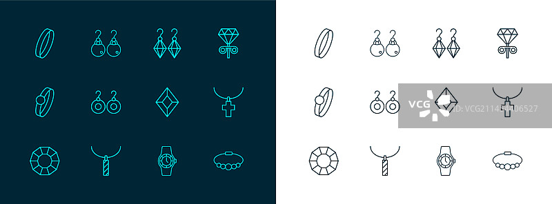 耳钉吊坠项链宝石线条图标图片素材