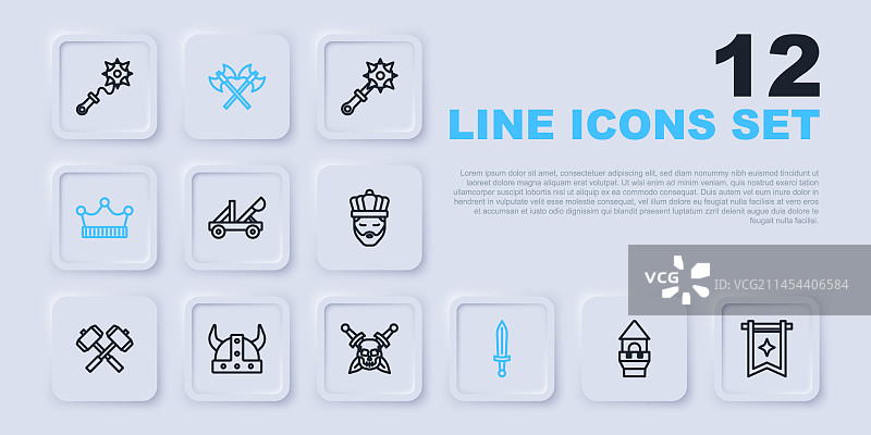 城堡塔楼中世纪旗帜投石机图片素材