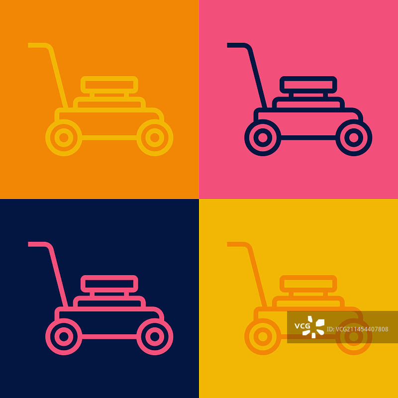 彩色波普艺术风格割草机图标图片素材