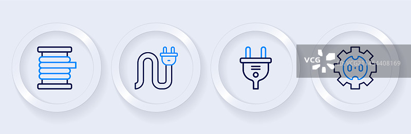 插头和电线电源插座线条图标合集图片素材