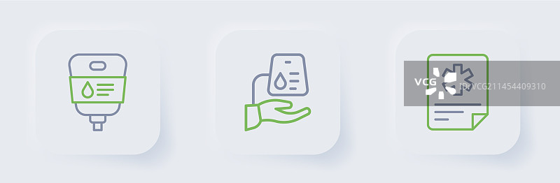 病历献血和输液袋线条图标图片素材