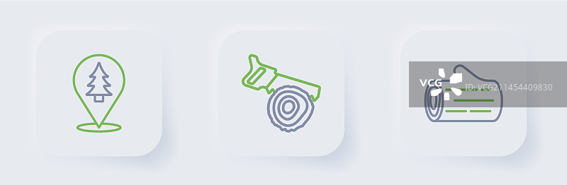 原木手锯位置图标组合图片素材