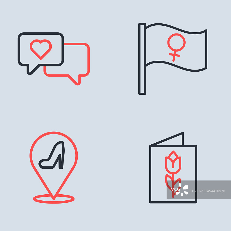 女权主义活动家女士鞋问候线条图片素材