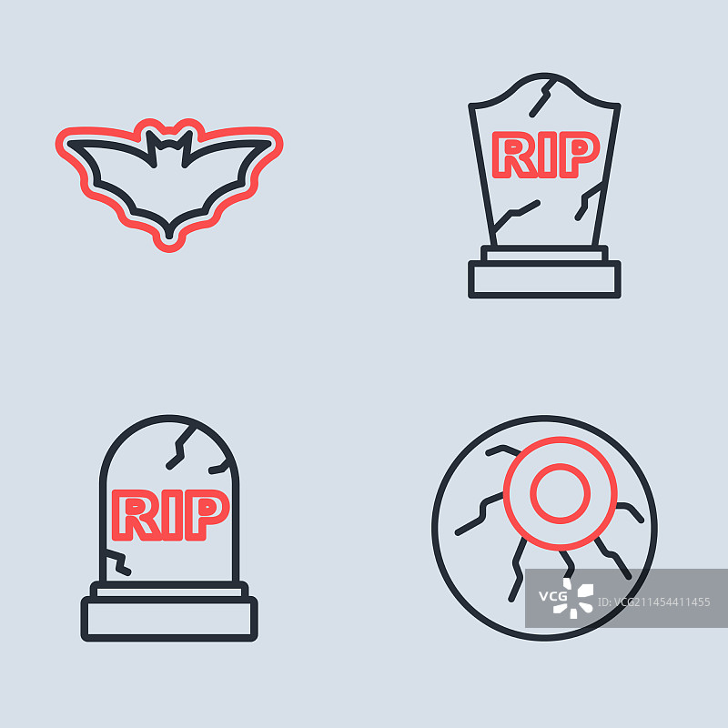 带RIP字样的墓碑和眼睛元素图案图片素材