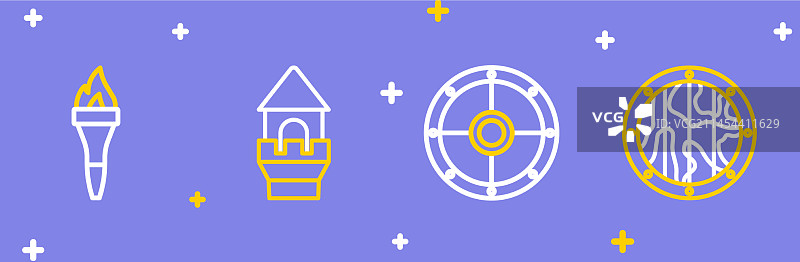 圆形木盾城堡塔楼图片素材