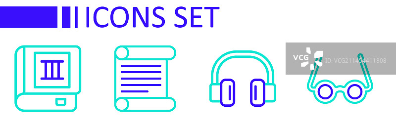 眼镜耳机法令莎草纸线条组合图片素材