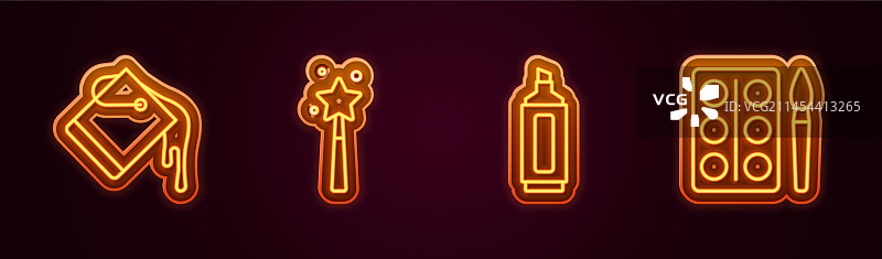 一套线条油漆桶魔杖马克笔和图片素材