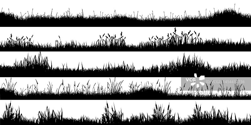 带有草地植物的草地轮廓图片素材