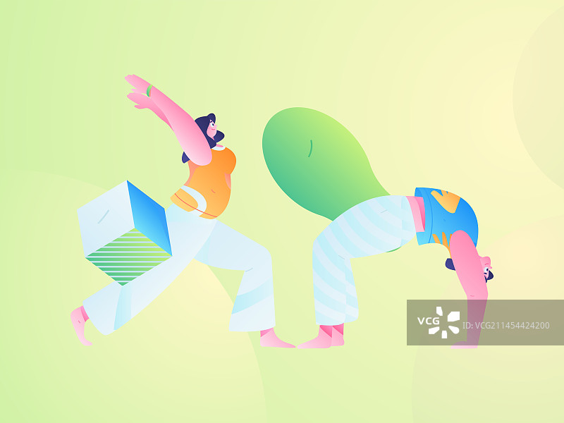 练习瑜伽身心健康扁平矢量人物概念运营手绘插画图片素材