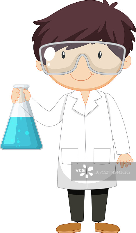 穿着实验服的可爱的男性科学家卡通人物图片素材