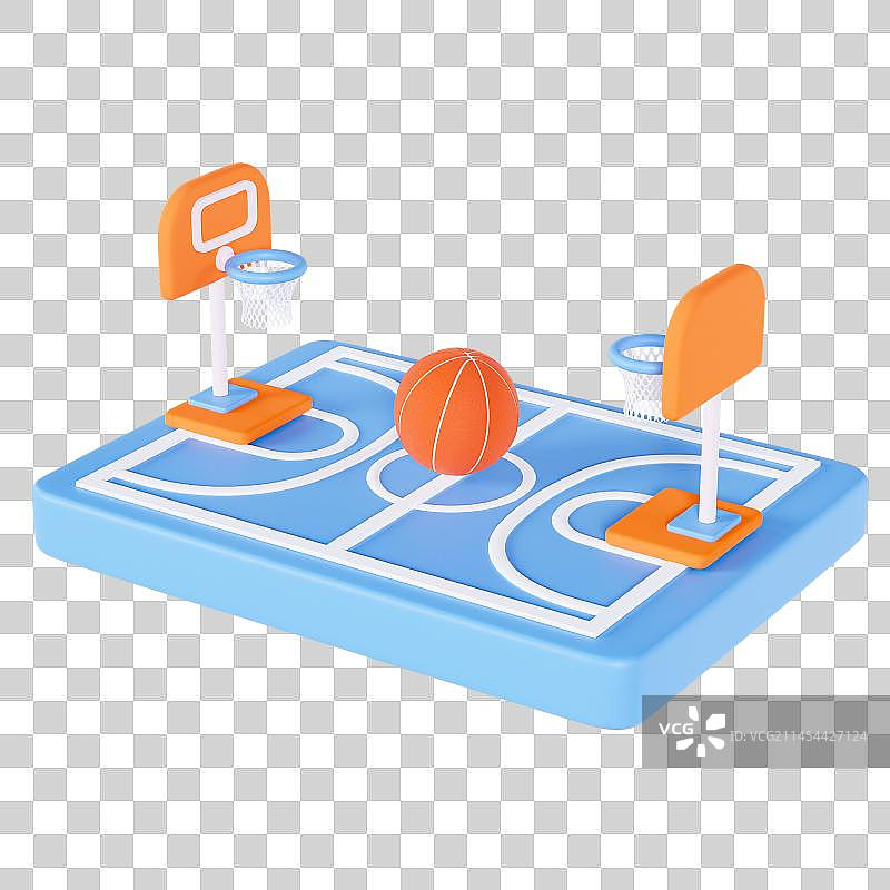 3D立体篮球场球框球架体育元素图片素材
