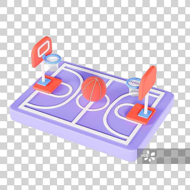 3D立体篮球场球框球架体育元素图片素材
