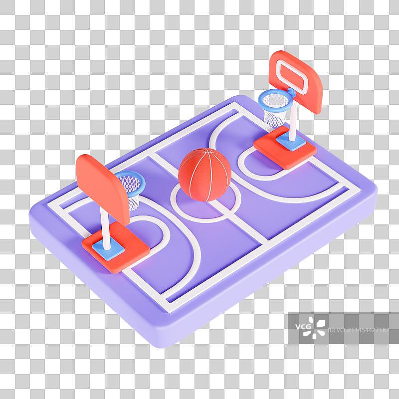 3D立体篮球场球框球架体育元素图片素材