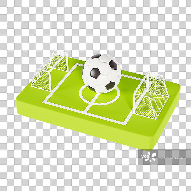 3D立体足球场踢足球体育运动奖杯元素图片素材