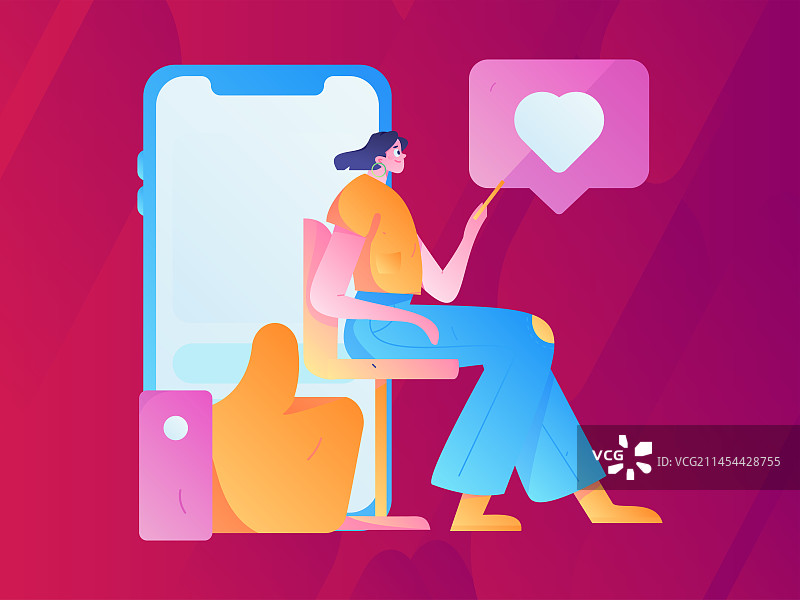 虚拟的人物社交沟通概念商业扁平矢量手绘插画图片素材