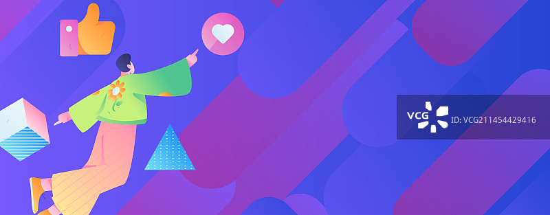 虚拟的人物社交沟通概念商业扁平矢量手绘插画图片素材