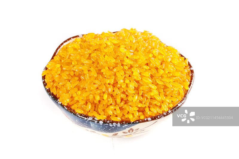 白底上放着一碗东北黄金米图片素材