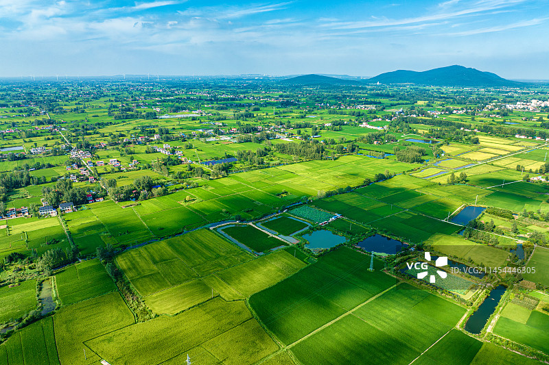 航拍信阳固始县稻田风光图片素材