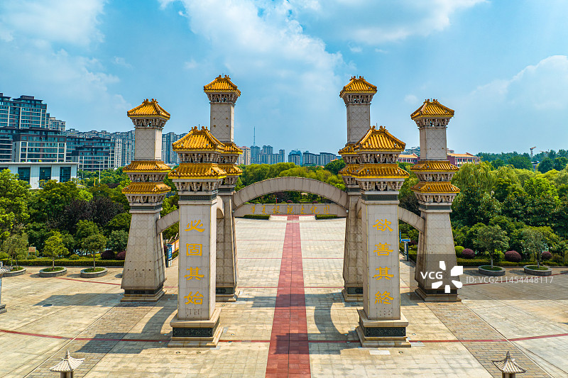 航拍信阳固始根亲文化公园图片素材
