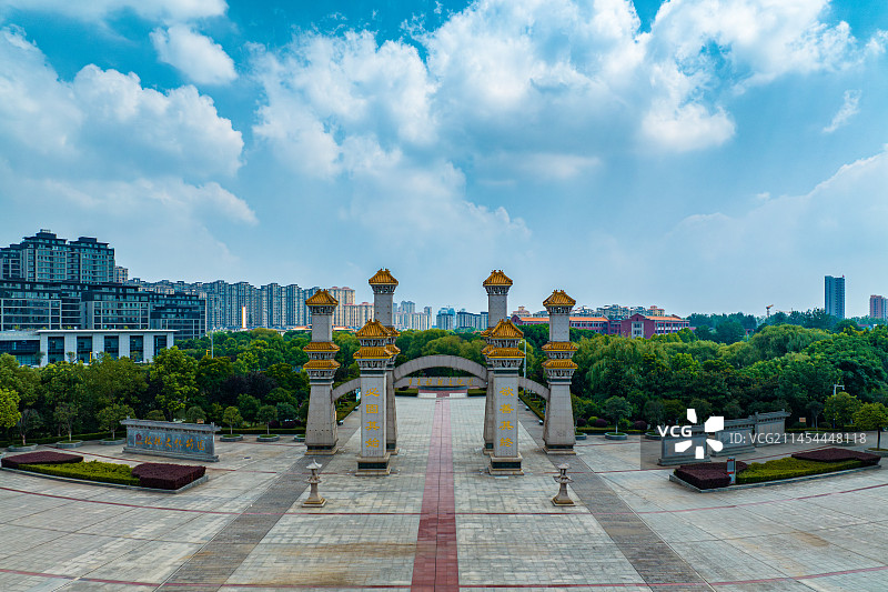 航拍信阳固始根亲文化公园图片素材