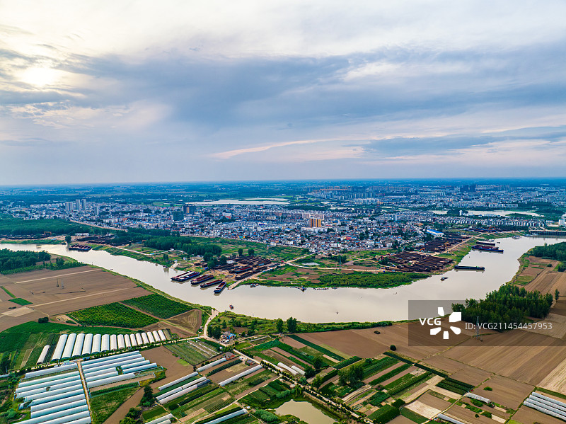 航拍信阳淮滨淮河造船厂风景图片素材