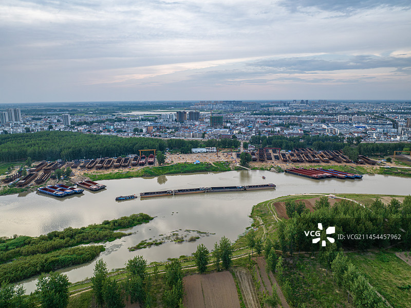 航拍信阳淮滨淮河造船厂风景图片素材