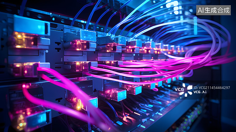 【AI数字艺术】科技数据电缆图片素材