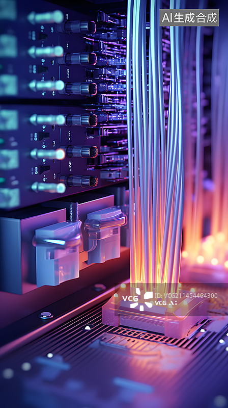 【AI数字艺术】科技数据电缆图片素材