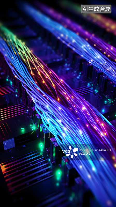 【AI数字艺术】科技数据电缆图片素材