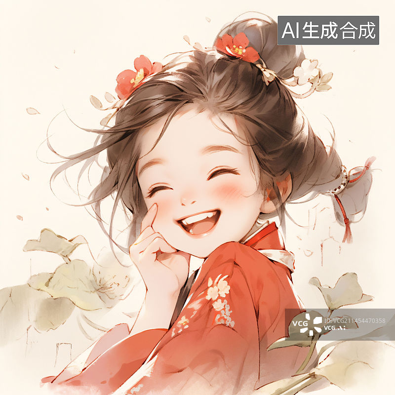 【AI数字艺术】唐装古风小女孩卡通角色素材图片素材