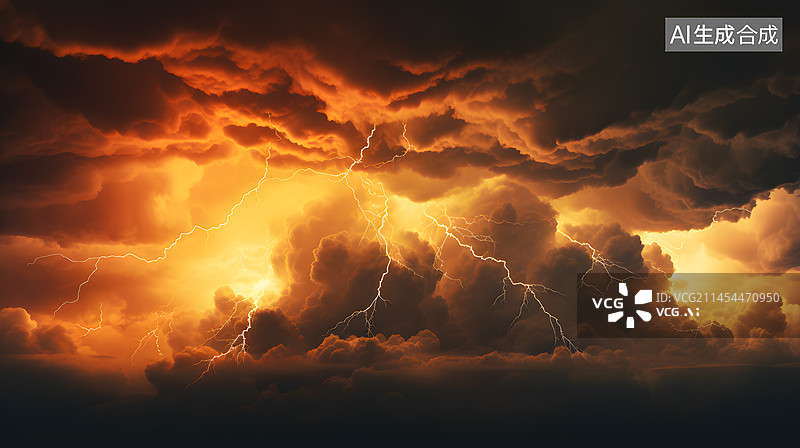 【AI数字艺术】闪电雷暴风景图片素材