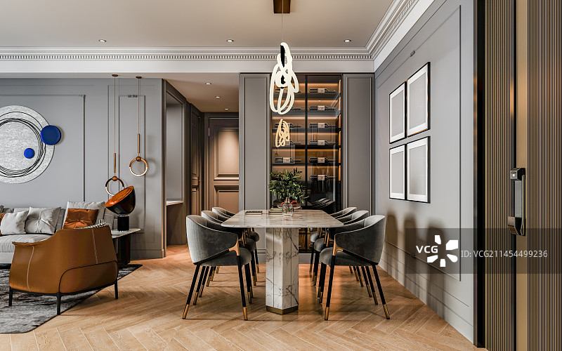 现代风格住宅餐厅厨房图片素材