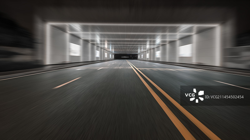 具有时尚元素灯光效果的成都天府新区隧道桥，如画廊般地展示有成都城市风光图片图片素材