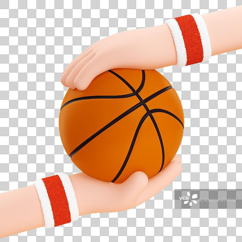 3D渲染卡通手捧运动元素图片素材