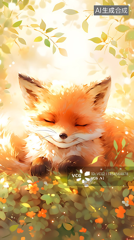 【AI数字艺术】治愈水彩狐狸插画图片素材