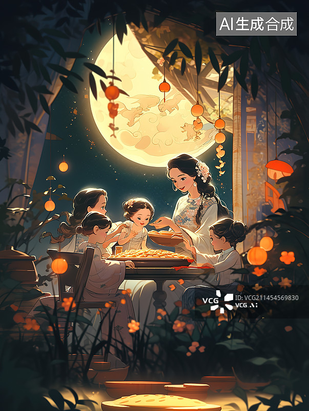 【AI数字艺术】中秋节插画图片素材