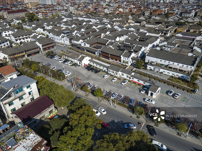 浙江东阳卢宅停车场航拍图片素材